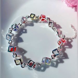 Gorgeous sterling silver 925 bracelet with Colorful glass beads, trendy jewelry